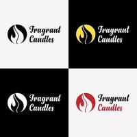 Set Candle Light Romantic. Restaurant Dinner Aroma Good Logo Design Vector