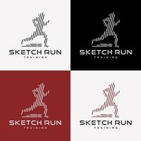 Sketch Running Athlete Treatment Physiotherapy Clinic Logo Design Vector