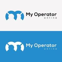 establecer letra m monograma alfabeto operador servicio call center logo diseño vector