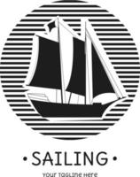 sailing, boat logo template. Vector illustration flat design.