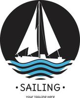 sailing, boat logo template. Vector illustration flat design.