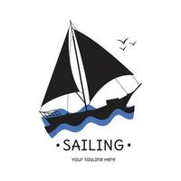 sailing, boat logo template. Vector illustration flat design.