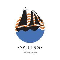 sailing, boat logo template. Vector illustration flat design.