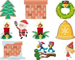 Christmas characters and elements set vector