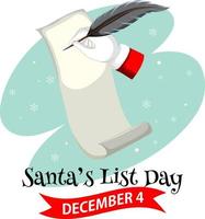 Santa's list day text banner design vector