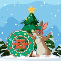 Happy New Year 2023 with cute rabbit vector