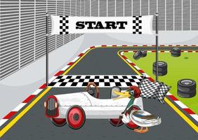 Soap box derby race with ducks cartoon character vector