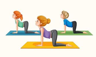 Group of people practicing yoga vector