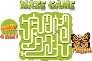 Maze game template in insect theme for kids vector