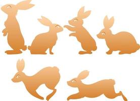 Silhouette of rabbits set vector