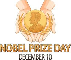 Nobel Prize Day text for banner or poster design vector