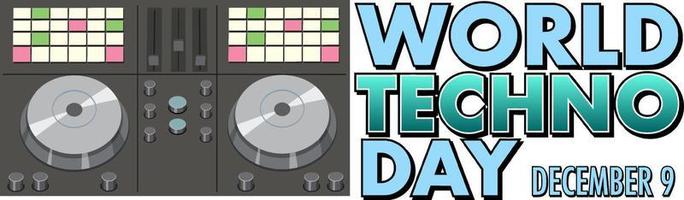 World techno day text banner design vector