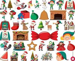 Christmas characters and elements set vector