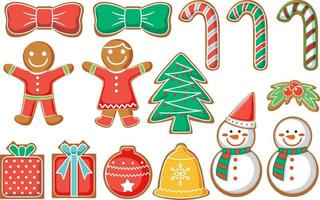 colección de galletas de jengibre navideñas vector