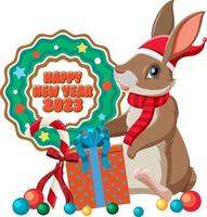 Happy New Year 2023 with cute rabbit vector