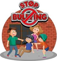 Stop bullying text with school kids vector