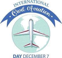 bandera del icono del día internacional de la aviación civil vector