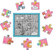 Jigsaw puzzle game template vector