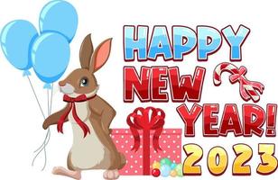 Happy New Year 2023 with cute rabbit vector