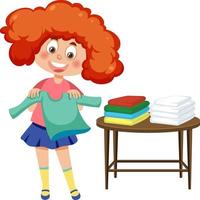 Cartoon character of kid cleaning vector