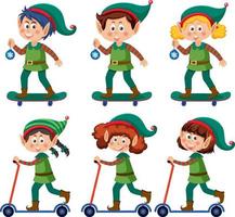 Set of elf cartoon character vector