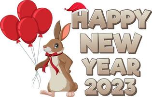 feliz año nuevo 2023 con lindo conejo vector