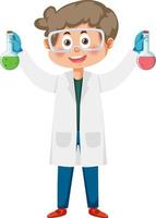 Cute scientist boy cartoon character vector