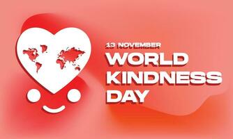 World Kindness Day with Heart Love, Smile, and Gradient Mesh Background Vector Illustration. Editable. For Poster, Banner, Card Invitation, Social Media