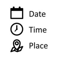 Date, Time, Address or Place Icons Symbol vector