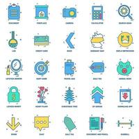 25 conjunto de iconos de color plano de mezcla de concepto de negocio vector