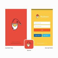 Company Santa clause Splash Screen and Login Page design with Logo template Mobile Online Business Template vector