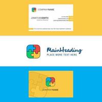 Beautiful Puzzle game Logo and business card vertical Design Vector