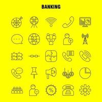 Banking Line Icon for Web Print and Mobile UXUI Kit Such as World Online Shopping Phone Telephone Chat Phone Mail Pictogram Pack Vector