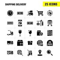 Shipping Delivery Solid Glyph Icon Pack For Designers And Developers Icons Of Globe Location Search Delivery Online Shipping Shopping Transport Vector