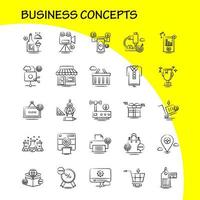 Business Concepts Hand Drawn Icons Set For Infographics Mobile UXUI Kit And Print Design Include Open Board Board Shop Mall Calendar Date Months Collection Modern Infographic Logo and Picto vector