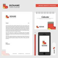 Socks Business Letterhead Calendar 2019 and Mobile app design vector template