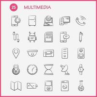 Multimedia Hand Drawn Icon for Web Print and Mobile UXUI Kit Such as World Globe Map Location Watch Hand Watch Time Pictogram Pack Vector