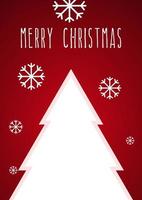 Merry christmas tree poster red background vector design