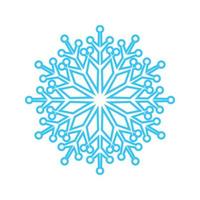 Simple snowflake made of blue lines. Festive decoration for New Year and Christmas, symbol of winter, element for design. Vector illustration