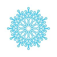 Simple snowflake made of blue lines. Festive decoration for New Year and Christmas, symbol of winter, element for design. Vector illustration