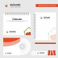 Love house Logo Calendar Template CD Cover Diary and USB Brand Stationary Package Design Vector Template