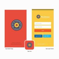 Company Eye ball Splash Screen and Login Page design with Logo template Mobile Online Business Template vector