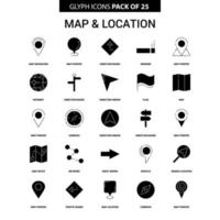 Map and Location Glyph Vector Icon set