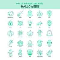 25 Green Halloween Icon set vector