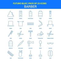 iconos de barbero paquete de iconos azul futuro 25 vector