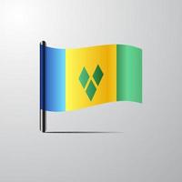 Saint Vincent and Grenadines waving Shiny Flag design vector