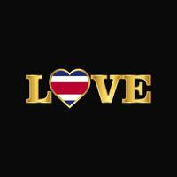 Golden Love typography Costa Rica flag design vector