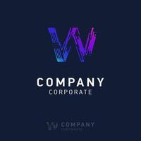 W company logo design with visiting card vector