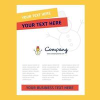 Snowman Title Page Design for Company profile annual report presentations leaflet Brochure Vector Background
