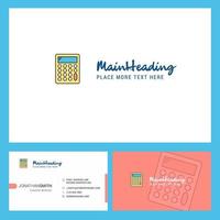 Calculator Logo design with Tagline Front and Back Busienss Card Template Vector Creative Design